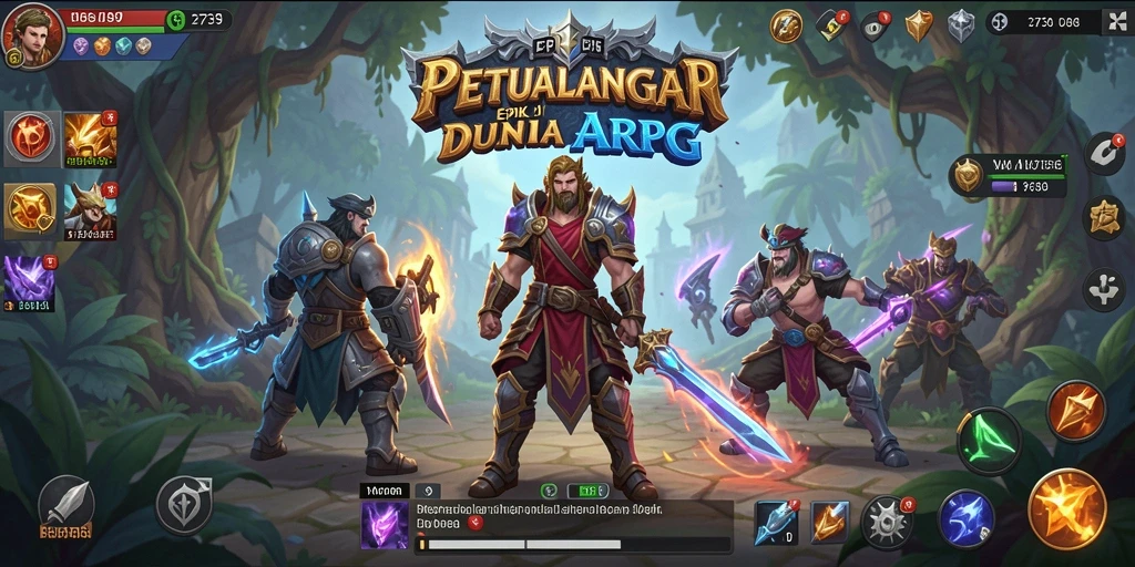 Tangkapan layar menampilkan pertempuran epik dalam game ARPG.