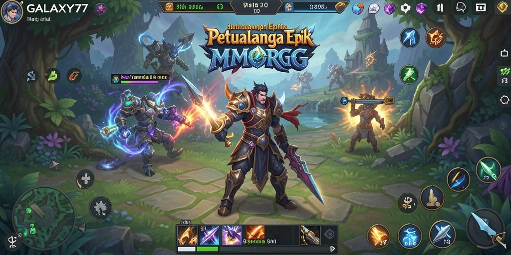 Screenshot menunjukkan aksi seru dalam gameplay MMORPG GALAXY77.