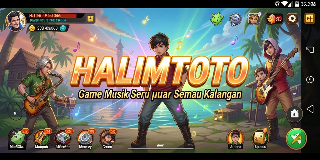 Tampilan gameplay seru HALIMTOTO dengan musik yang mengasyikkan.