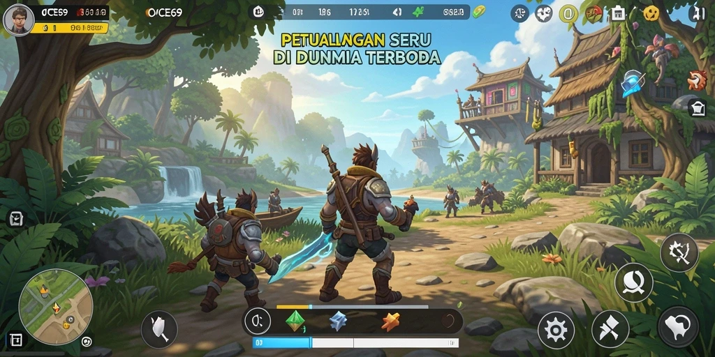 Screenshot utama OCE69 menampilkan gameplay yang menakjubkan dan interaksi karakter.