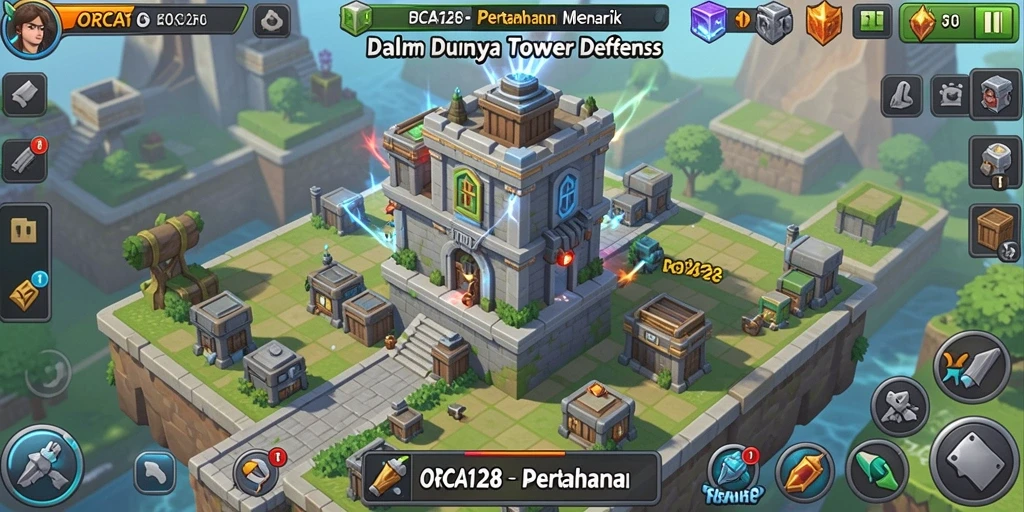 Tangkapan layar gameplay ORCA128 menampilkan aksi pertahanan yang intens dan taktis.