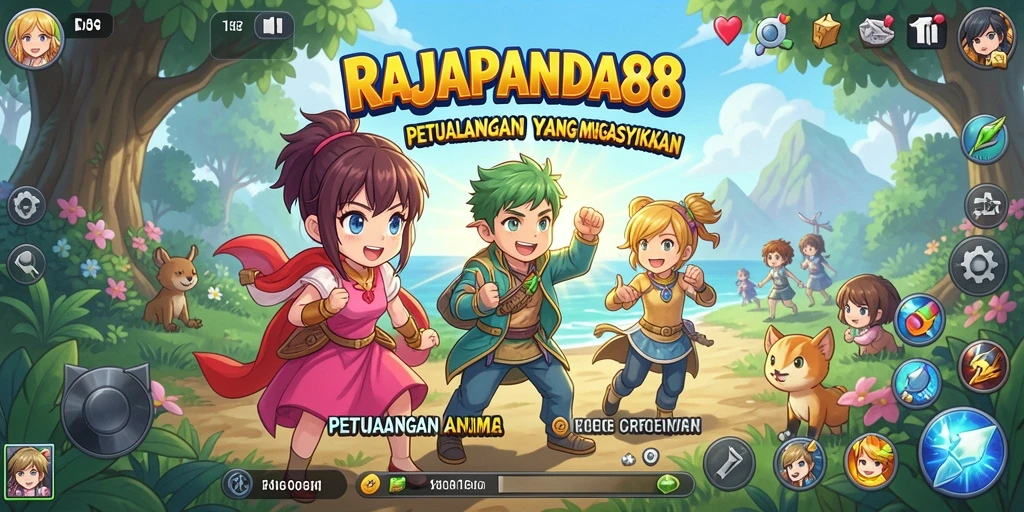 Gameplay seru dari game Anime RAJAPANDA88 dengan pertempuran epik.