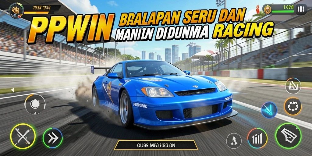 Tangkapan layar utama RPWIN menunjukkan aksi balapan yang mendebarkan dengan grafis menakjubkan.