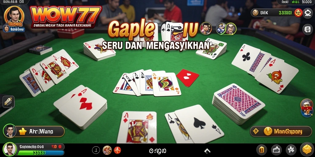 Tampilan gameplay WOW77 yang menampilkan permainan Gaple yang seru.